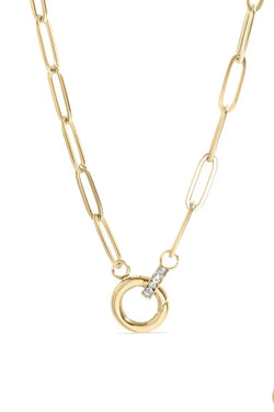 16" Paperclip Rhinestone Charm Holder Necklace