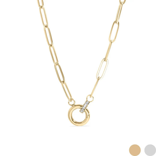 16" Paperclip Rhinestone Charm Holder Necklace