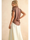 Button Down Cap Sleeve Shirt