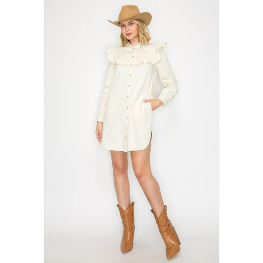 Western Ruffle Shirt Dress