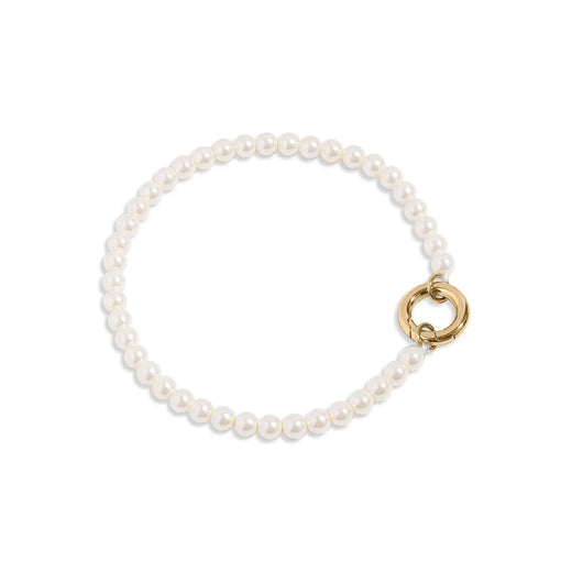 Bracelet - Gold Beaded Pearl  w/Charm Holder