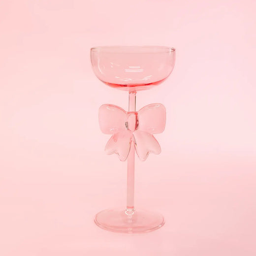 Bow & Bubbly - Pink Coupe Wine Glass