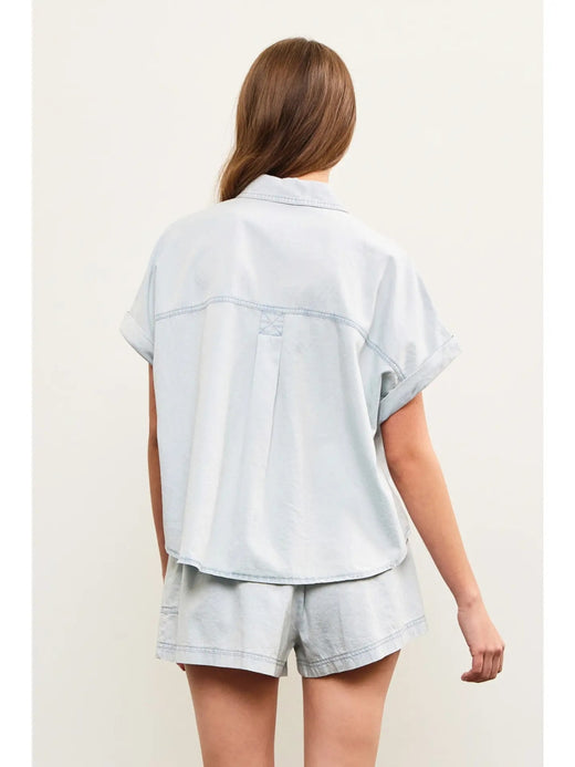 Pocket Front Button Up Shirt Top
