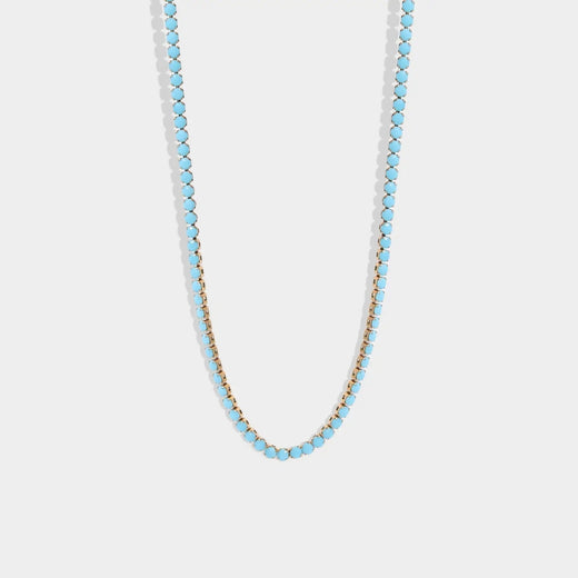 Turquoise Rhinestone Tennis Chain Necklace