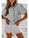 Texture Striped Ruffled Detail Shirt