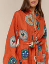Vintage Print Belted Dress