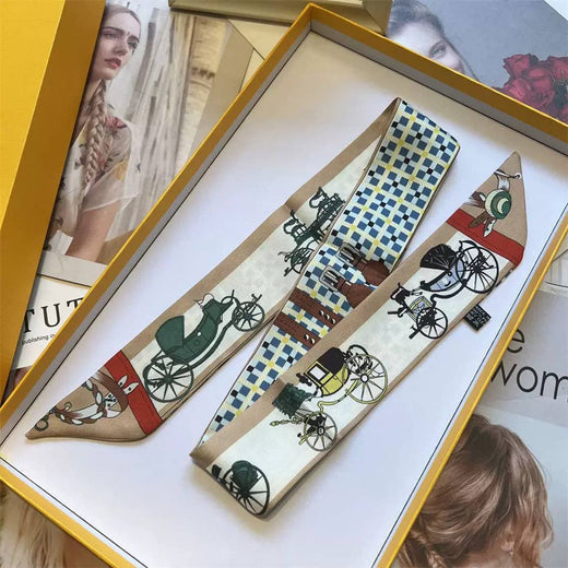 Vintage Carriage Illustration Twilly Scarf