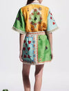 Belted Patch Print Mini Shirt Dress