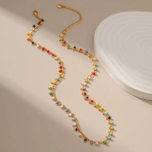 Colorful Vintage Rice Beads Necklace