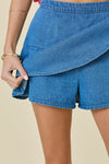 Wrap Denim Mini Skort