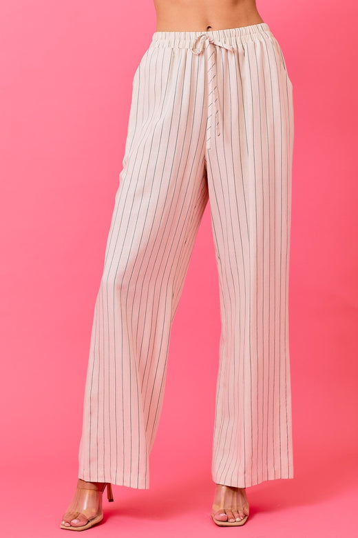 Striped Linen Wide Leg Pants