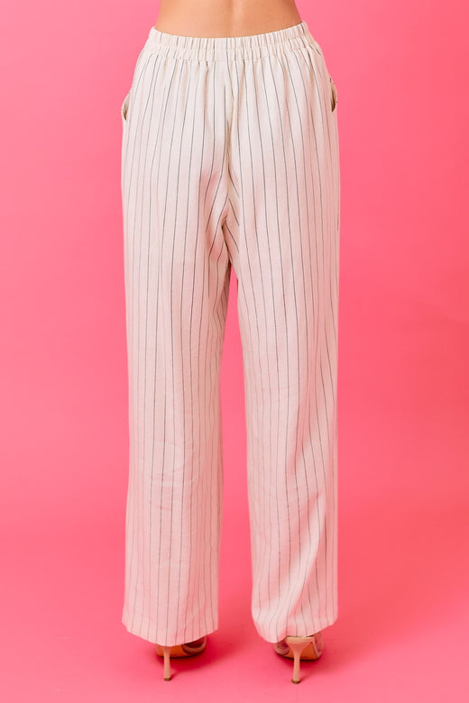 Striped Linen Wide Leg Pants