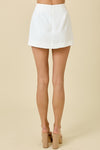 Wavy Cutout Mini Skort With Shiny Silver Buttons