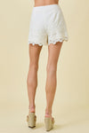Embroidered High Waisted Double Pleated Shorts
