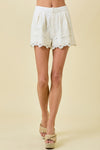 Embroidered High Waisted Double Pleated Shorts