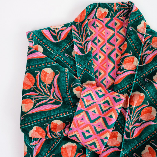 Velvet Robe:  Reversible Cotton Duster - Winnie