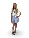 Blue Stripe Panel Mini Skirt
