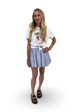 Blue Stripe Panel Mini Skirt