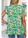 Abstract Print Ruffled Trim Top