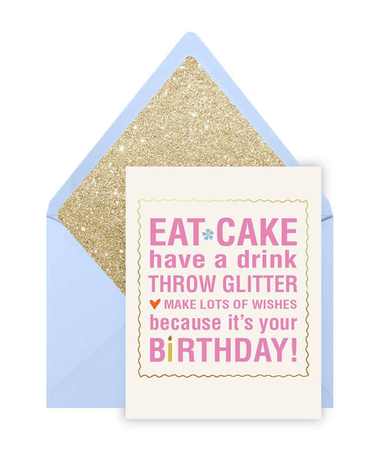 Eat Cake Throw Glitter Birthday Card