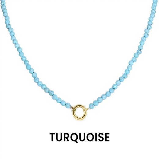 Semi Precious Natural Stone Charm Keeper Necklace