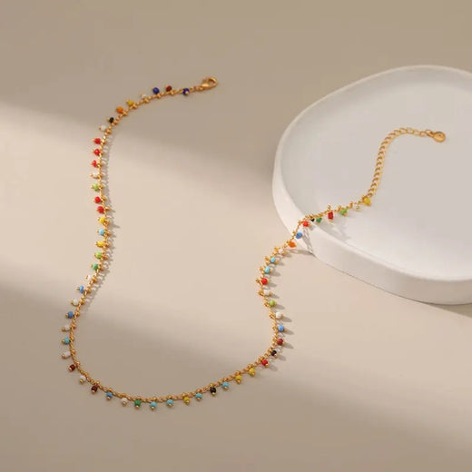 Colorful Vintage Rice Beads Necklace