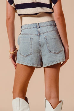 Buttoned Front Denim Skorts