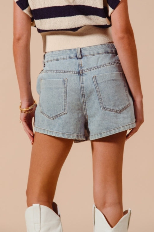 Buttoned Front Denim Skorts