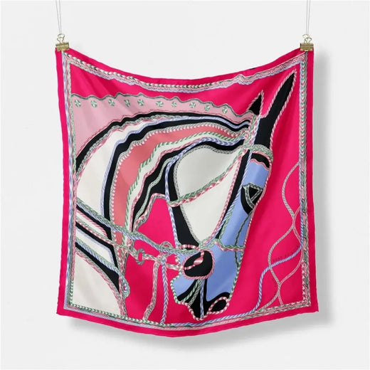 Horse Print Silk Blend Scarf
