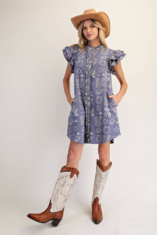 Western Graphic Mini Dress