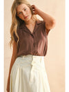 Button Down Cap Sleeve Shirt