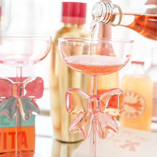 Bow & Bubbly - Pink Coupe Wine Glass
