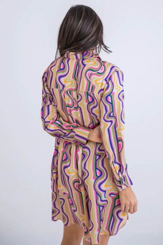 Bright Geometric Shirt Dress