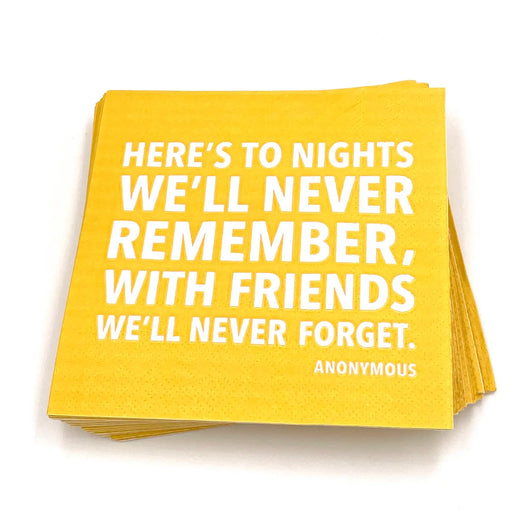Party Cocktail Funny Napkins-To Nights We'll Never Remember