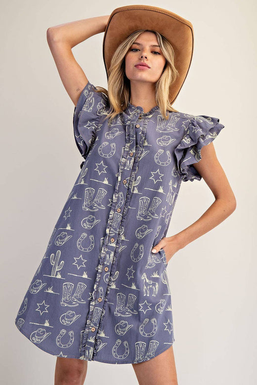 Western Graphic Mini Dress