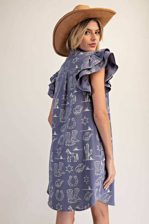 Western Graphic Mini Dress
