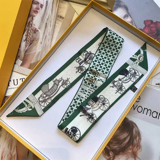 Vintage Carriage Illustration Twilly Scarf