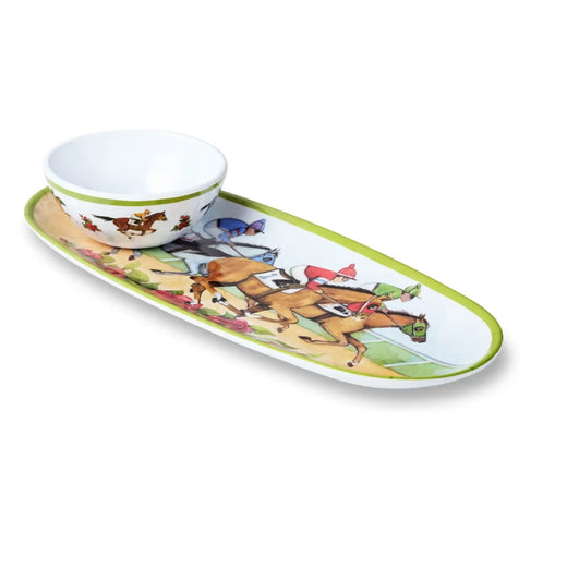 Day At the Races Oval Tray with Dip Bowl