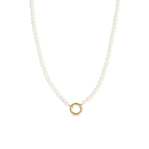 Necklace -Gold Pearl w/Charm Keeper