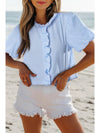 Texture Striped Ruffled Detail Shirt