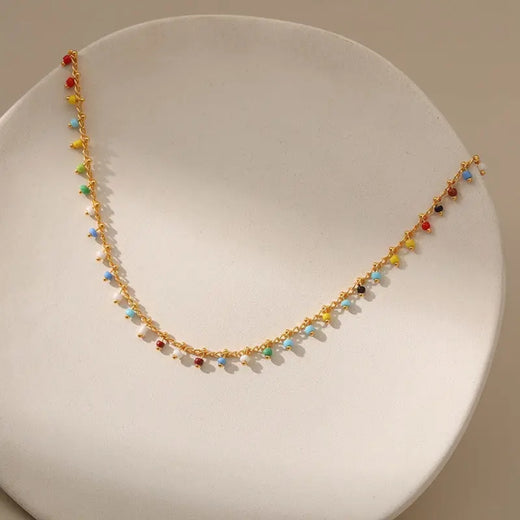 Colorful Vintage Rice Beads Necklace