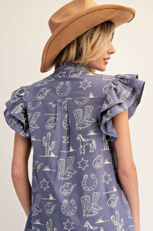 Western Graphic Mini Dress