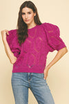 Puffed Sleeve Embroidered Sweater