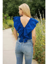 Ruffle Detail Poplin Sleeveless Top