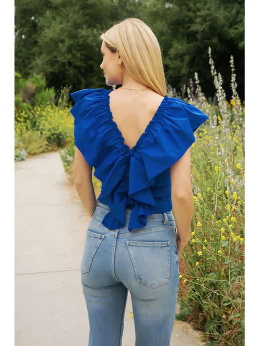 Ruffle Detail Poplin Sleeveless Top