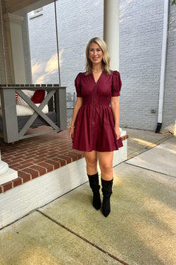 Zipper Short Sleeve Dress