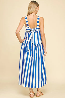 Striped Ribbon Back Midi Dress
