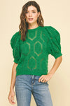 Puffed Sleeve Embroidered Sweater