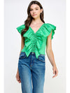 Ruffle Detail Poplin Sleeveless Top