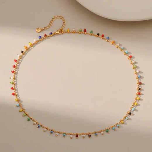 Colorful Vintage Rice Beads Necklace